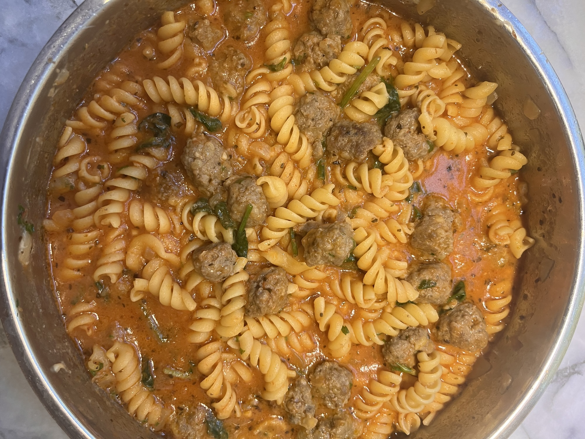 One-Pot Mini Meatball Pasta
